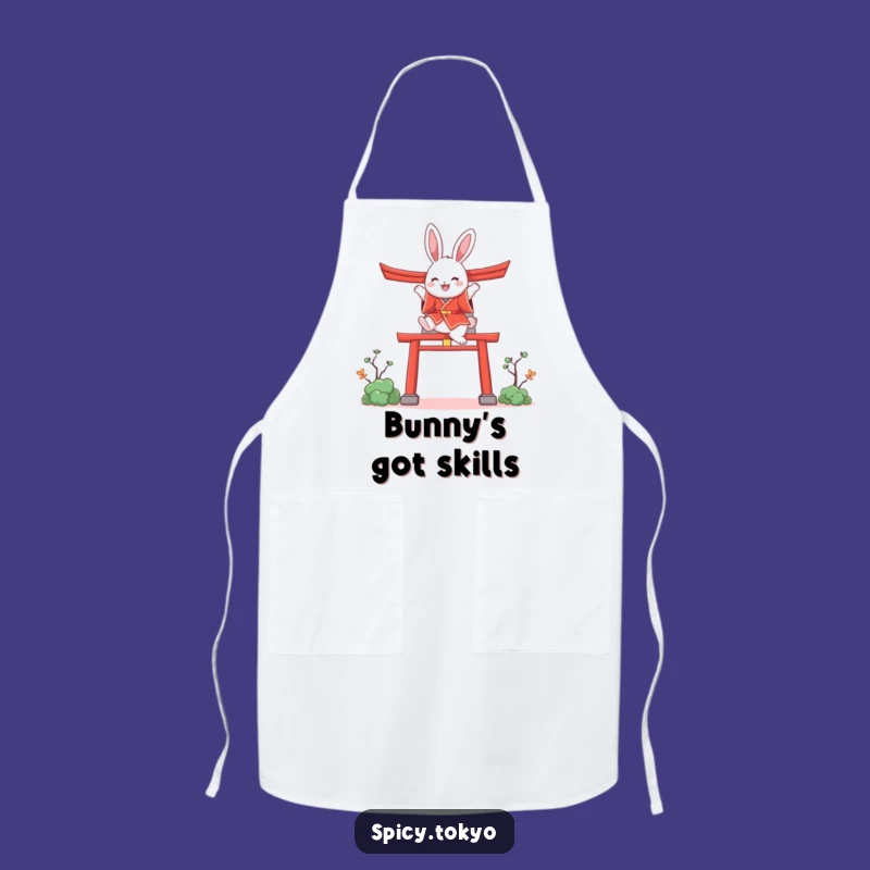 Funny Bunny Kimono Apron: Joyful Bunny Cooking Apron Funny Gift
