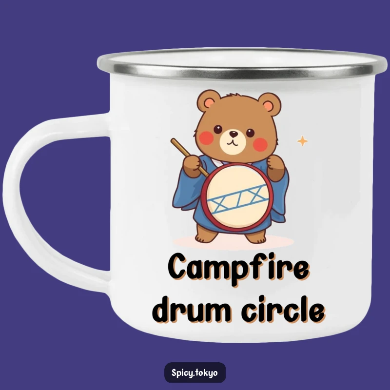 Funny Bear Taiko Drummer Camping Mug: Adventure Bear Music Mug Funny Gift