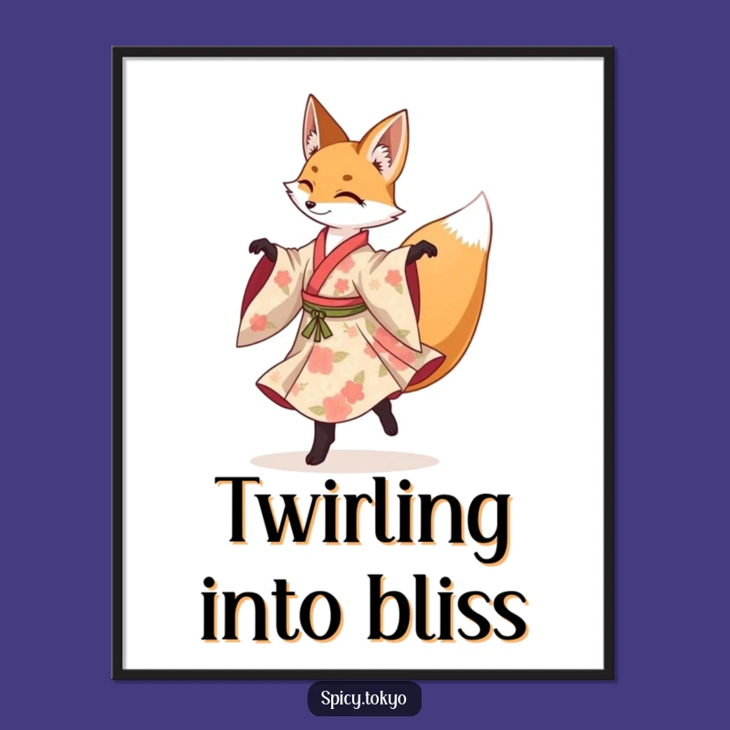 Funny Fox Pirouette Poster: Graceful Fox Kimono Art Funny Gift