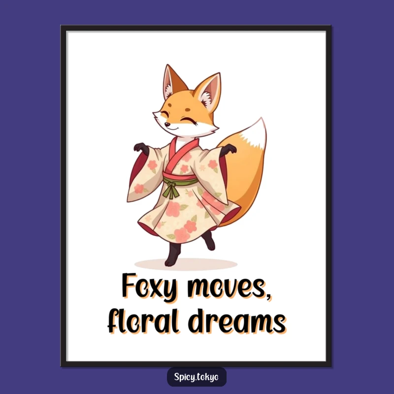 Free Printable Fox Art: Funny Kimono Pirouette Downloadable Wall Decor
