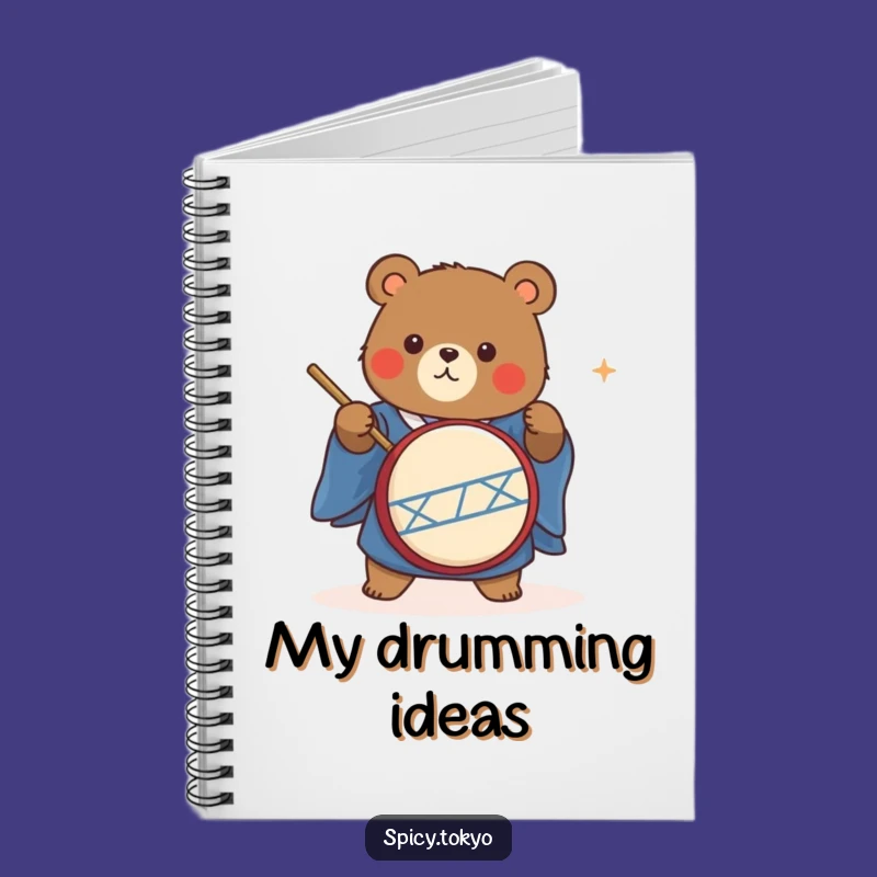 Funny Bear Taiko Drummer Notebook: Music Bear Journal Funny Gift