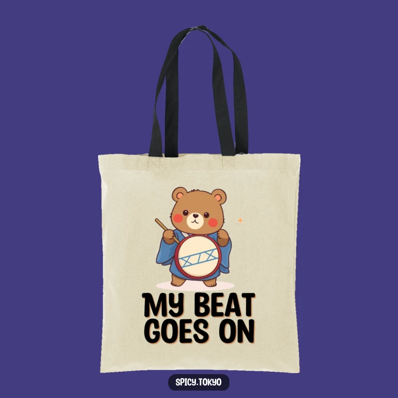 Funny Bear Taiko Drummer Tote Bag: Music Bear Kimono Bag Funny Gift
